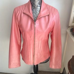 Q.C. PINK LEATHER JACKET M